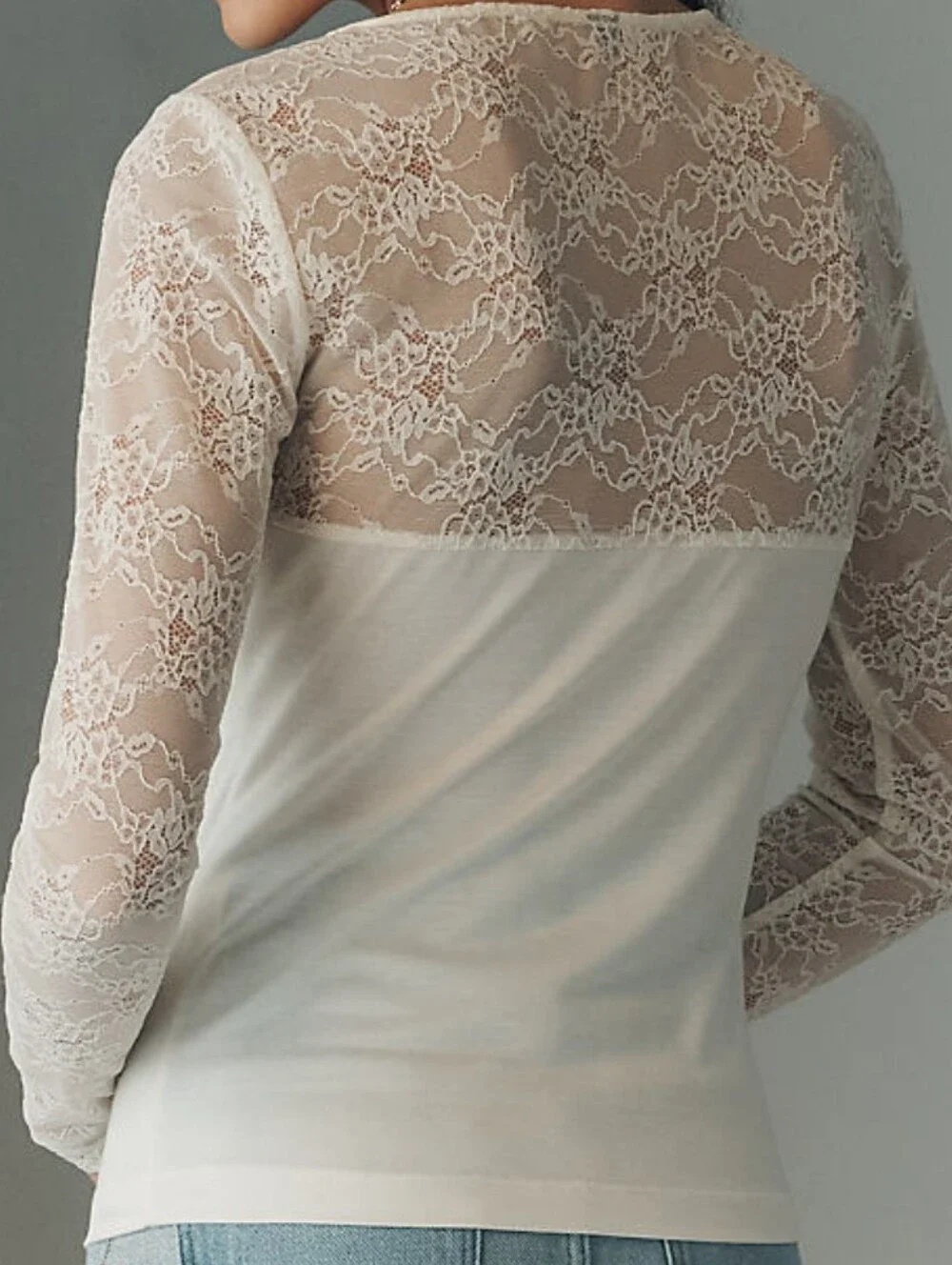 NWT Anthropologie Long Sleeve Ivory Lace Shirt